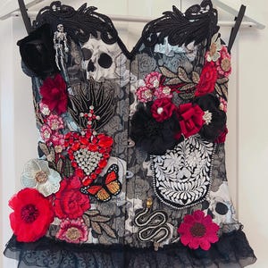 Catrina Corset Mexico Corset Day of the dead dress  Corset Black corset dia de muertos