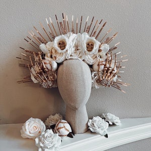 Halo crowns,Day of the dead, flower headpiece, Mexican flower crown, Dia de los muertos headpiece, sugar skull headpiece