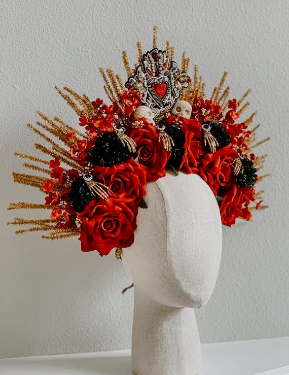 Pogo stick jump Psiquiatría Festival Dia de la corona muerta tocado de flores corona de flores - Etsy México