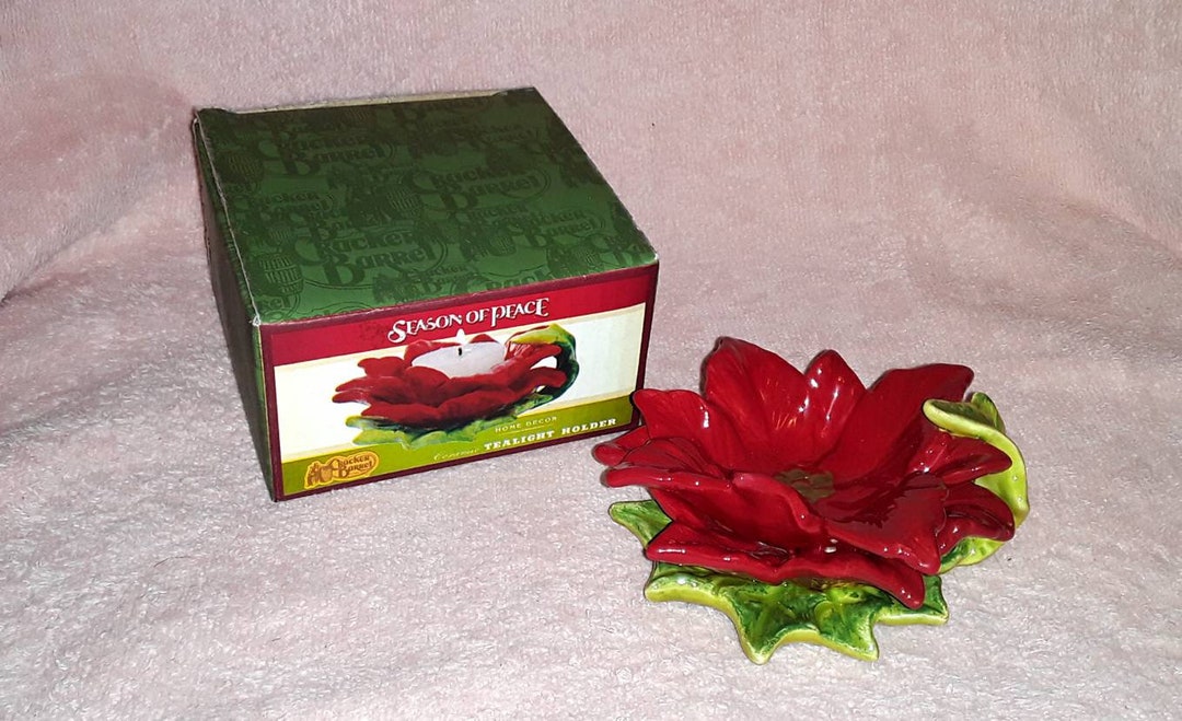Cracker Barrel Christmas Candle Holder Season of Peace Etsy