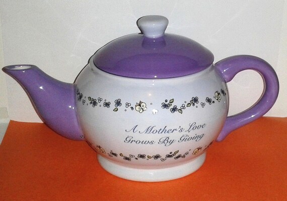 Precious Moments A Mother S Love Teapot Lavender White Etsy