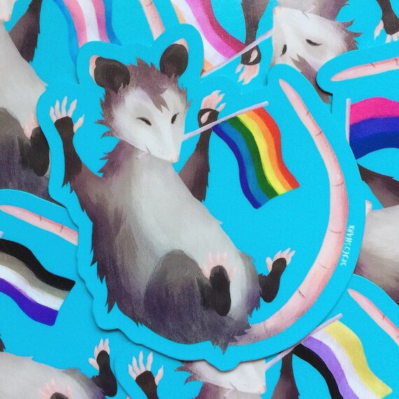 Pride Possum Lgbtq Opossum Vinyl Stickers Etsy