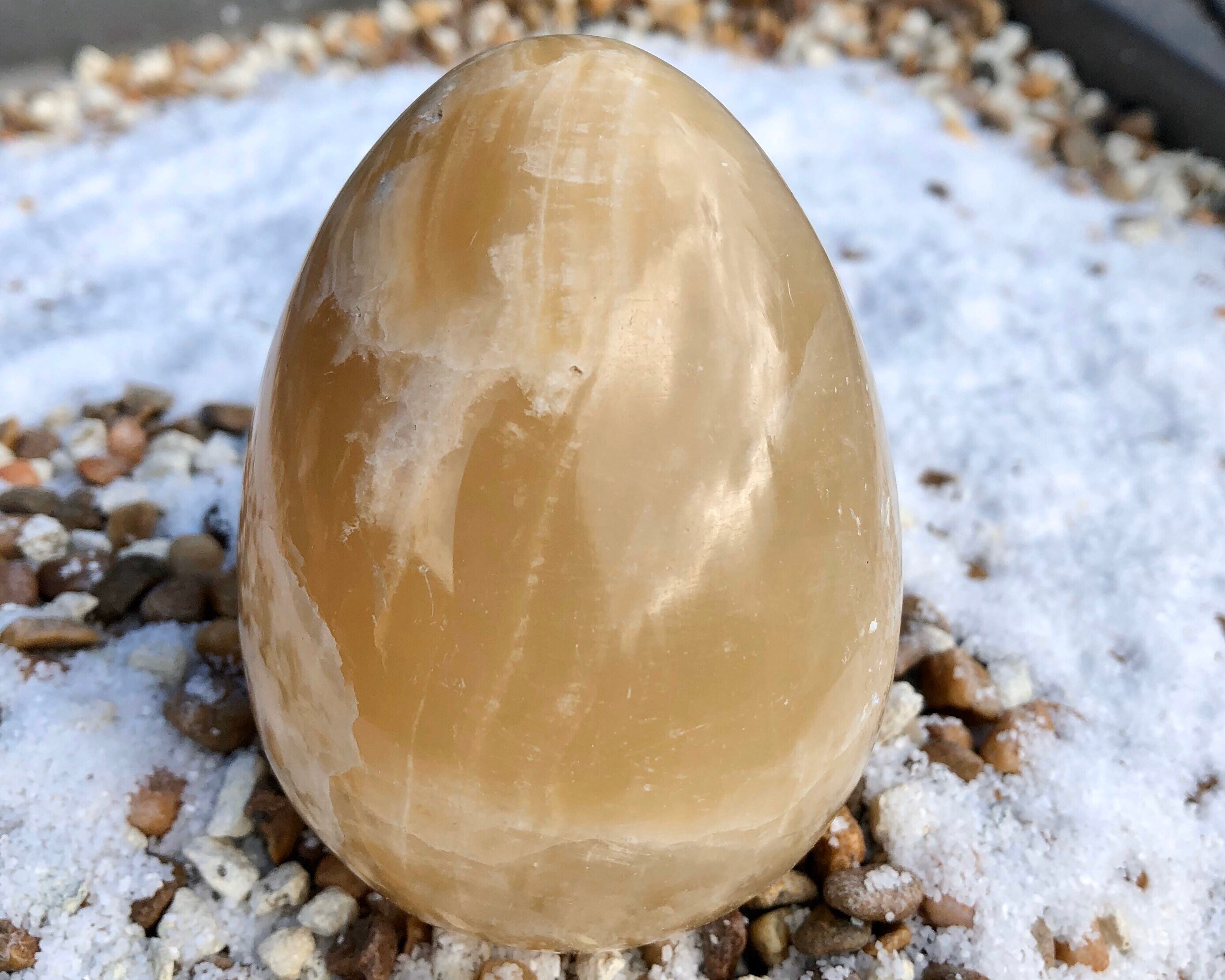 358g Golden Topaz Egg Carved Stone Specimen