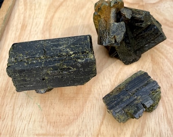 Epidote Crystal Clusters Set of 3