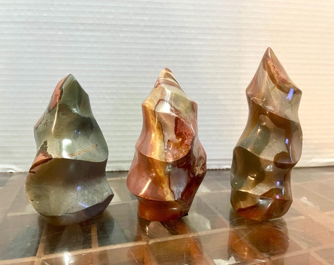 Polychrome Jasper Flame Freeforms 3.74 lbs Set of 3