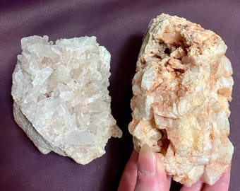 Pair of Quartz Crystal Cluster Mineral Display Specimens