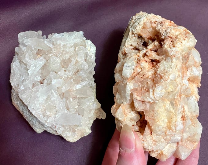 Pair of Quartz Crystal Cluster Mineral Display Specimens
