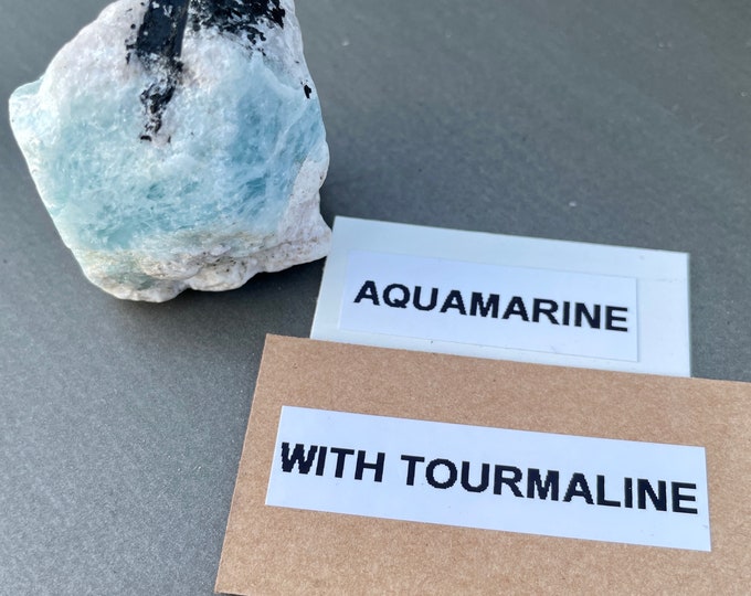 64g Aquamarine Crystal with Black Tourmaline