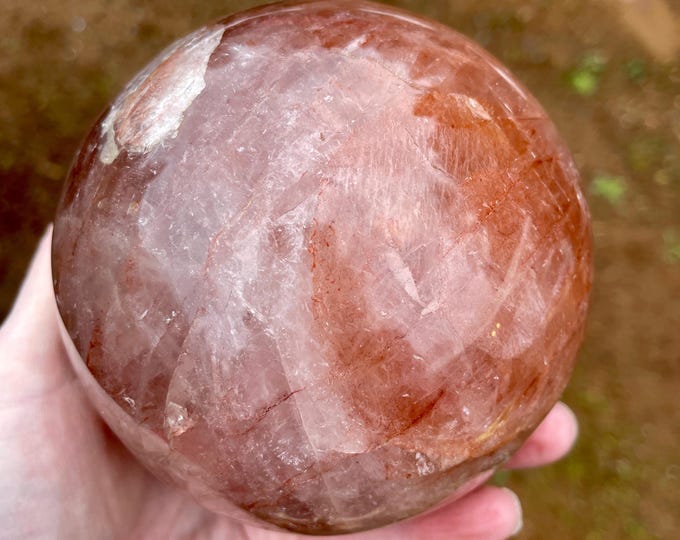 102mm Strawberry Fire Quartz Sphere Orb Ball