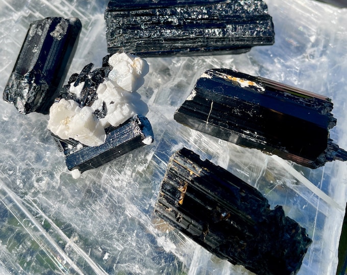 Black Tourmaline Crystal Mineral Display Specimens 5 lbs