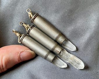 Quartz Crystal Bullet set 30 caliber with Sterling Silver
