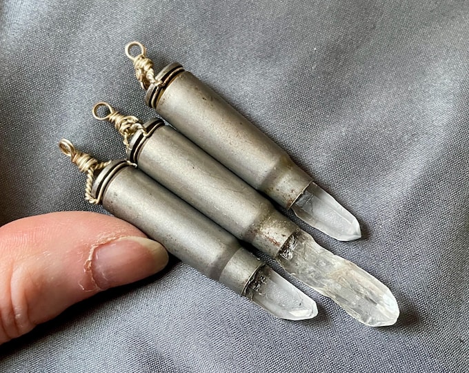 Quartz Crystal Bullet set 30 caliber with Sterling Silver