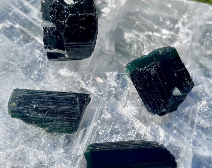 Blue Indicolite Tourmaline Crystals Set of 4