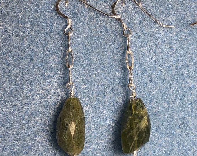 Green Garnet, Sterling Silver Chain and Earwire Earrings