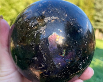 96mm Labradorite Sphere Orb Ball Mineral Display Specimen