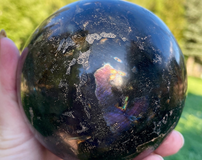 96mm Labradorite Sphere Orb Ball Mineral Display Specimen