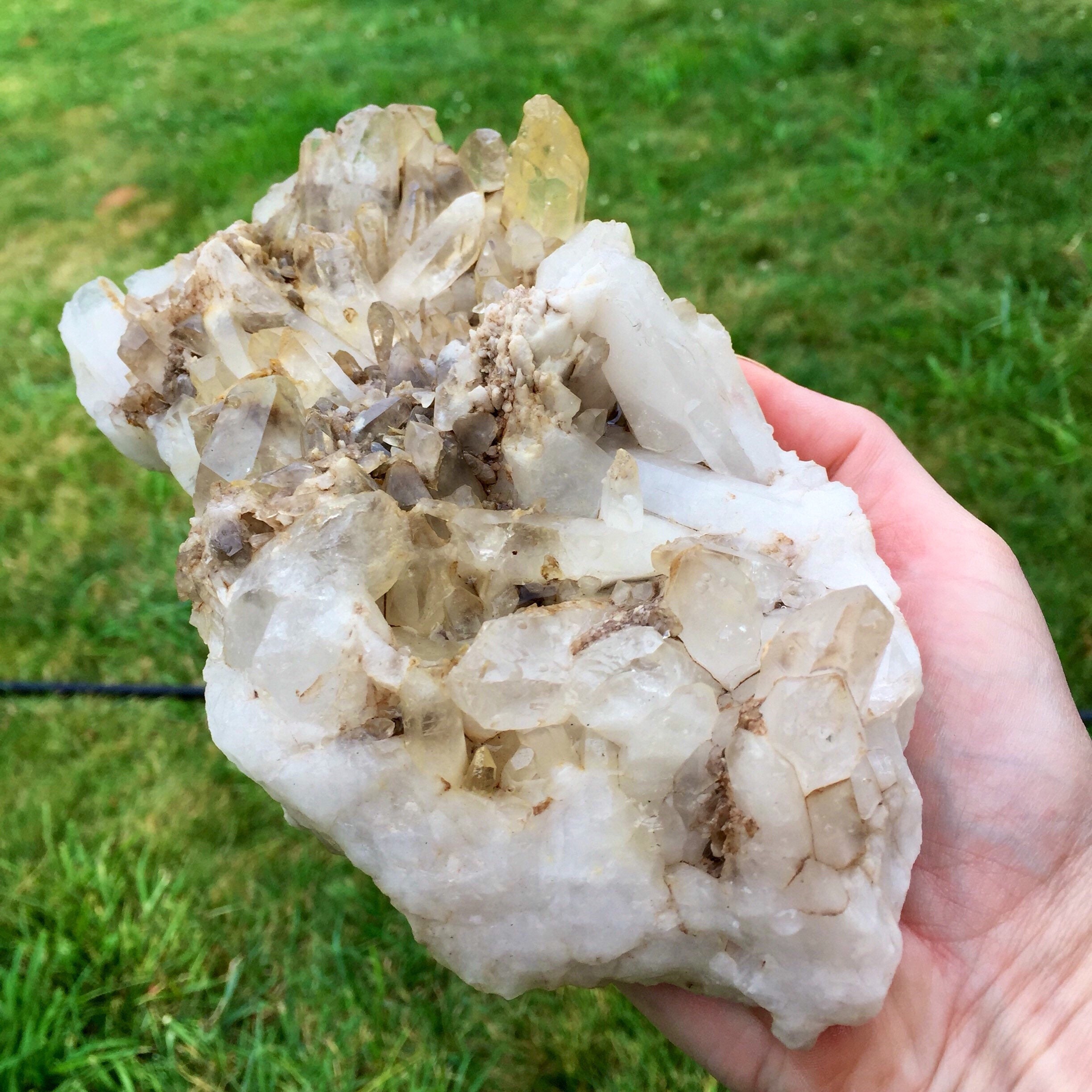Large Quartz Crystal Cluster Plate