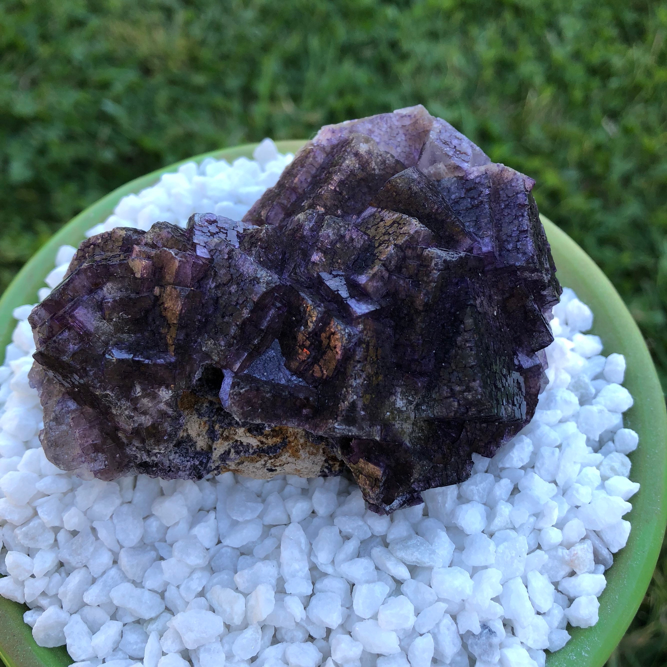 Large purple Fluorite Crystal cluster with very deep, dark purple color