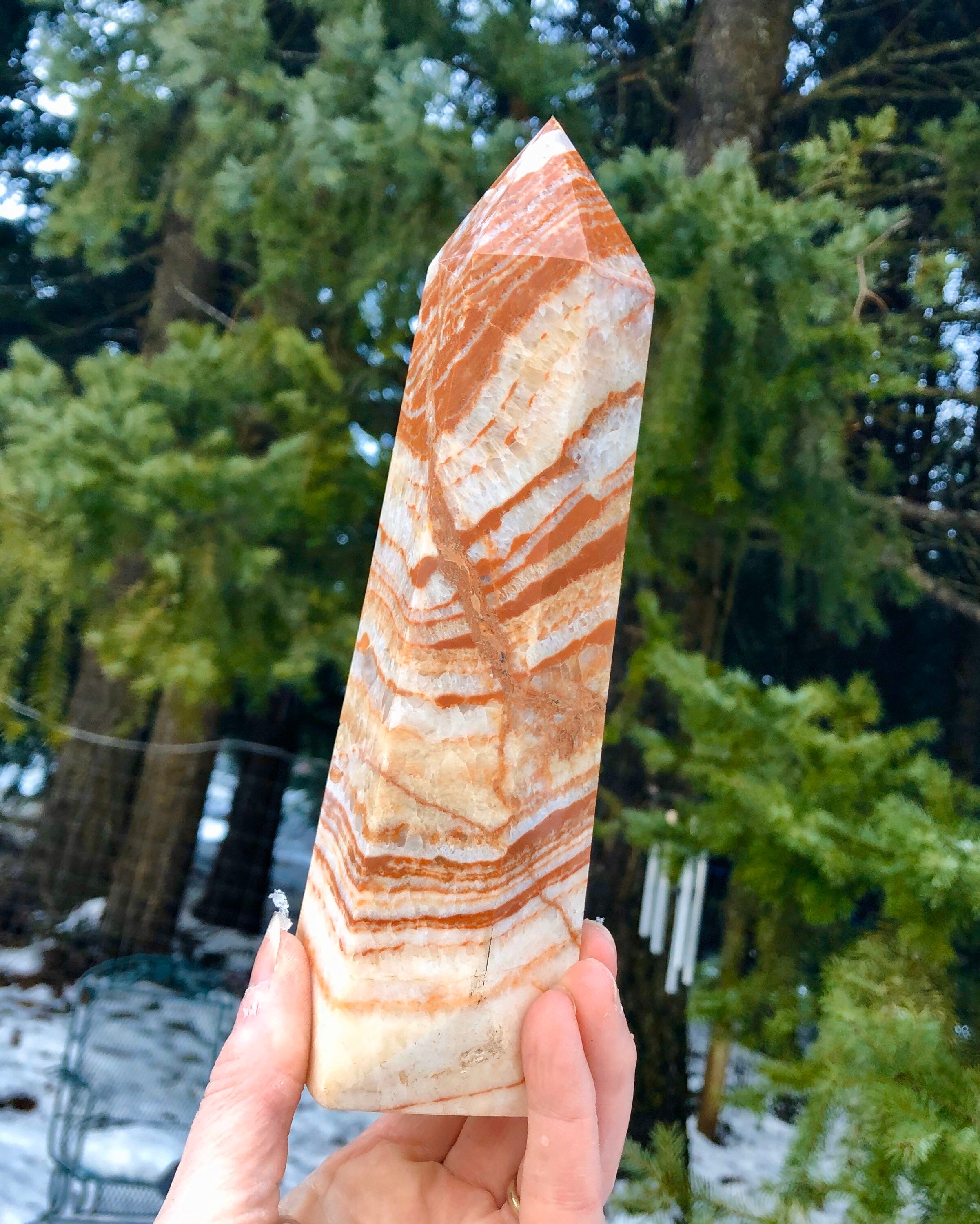 894g Pork Stone Crystal aka Dali Jasper Obelisk Pillar Tower Point Wand