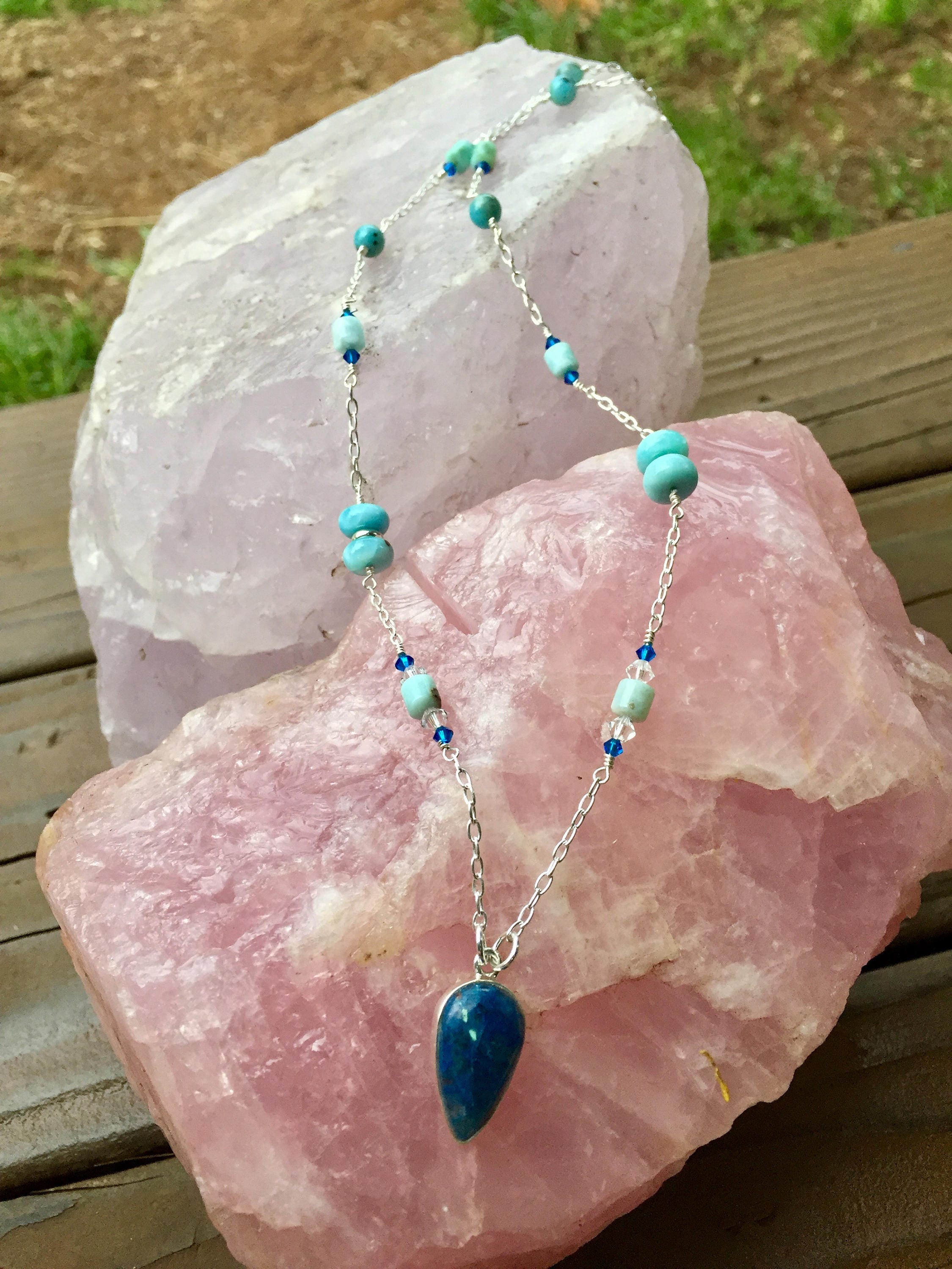 •SHATTUCKITE SPEAR TEAR - 1• sterling silver pendant