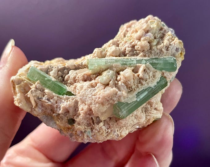 91.45g Green Elbaite Tourmaline Crystal Cluster Specimen