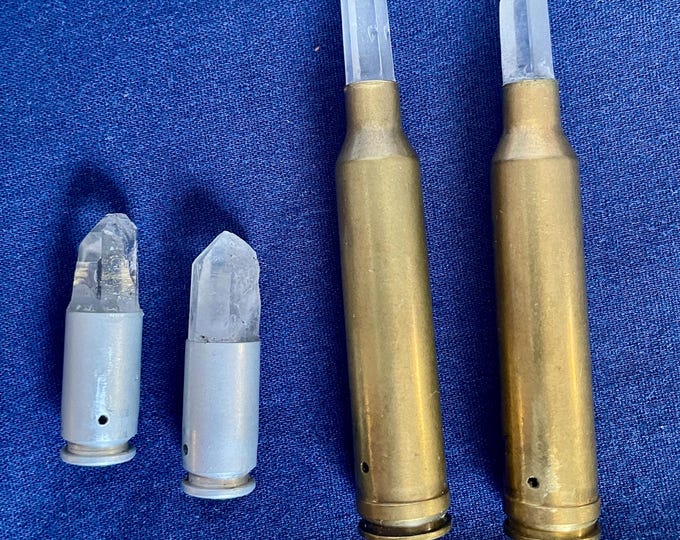 Quartz Crystal Bullets For Jewelry Making Drilled 2 pairs