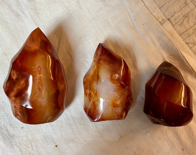 Carnelian Agate Spiral Flame Trio