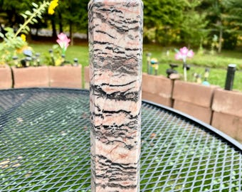 4.14 lbs Pink Zebrastone Obelisk Pillar Tower Point Wand Column Generator