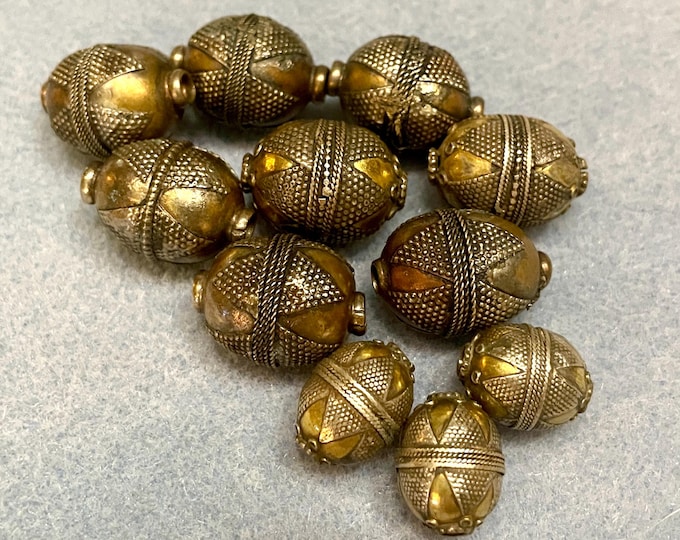 Turkmen Ethnic Silver and Gilt Beads Vintage
