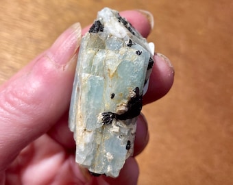 30.12g Aquamarine with Black  Tourmaline in Feldspar