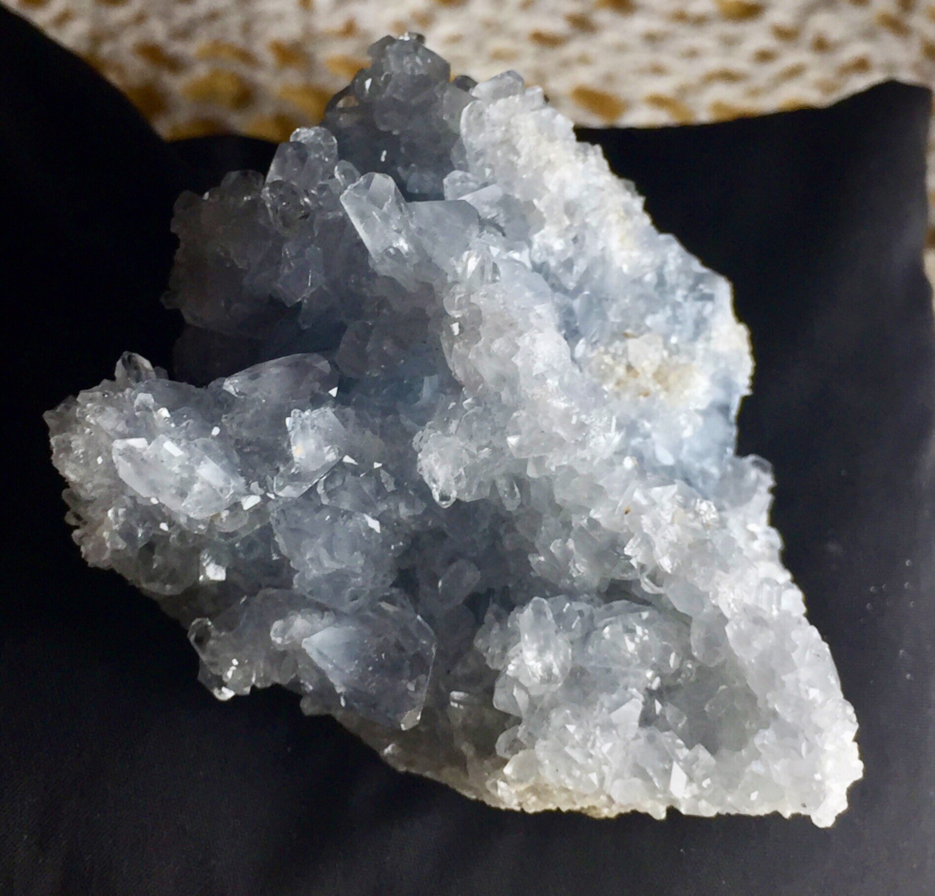 Celestite or Celestine geode crystal cluster