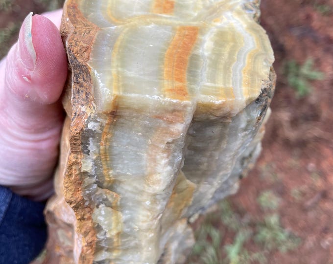 Banded Onyx or Calcite Rough cut lapidary or display specimen 4.13 lbs
