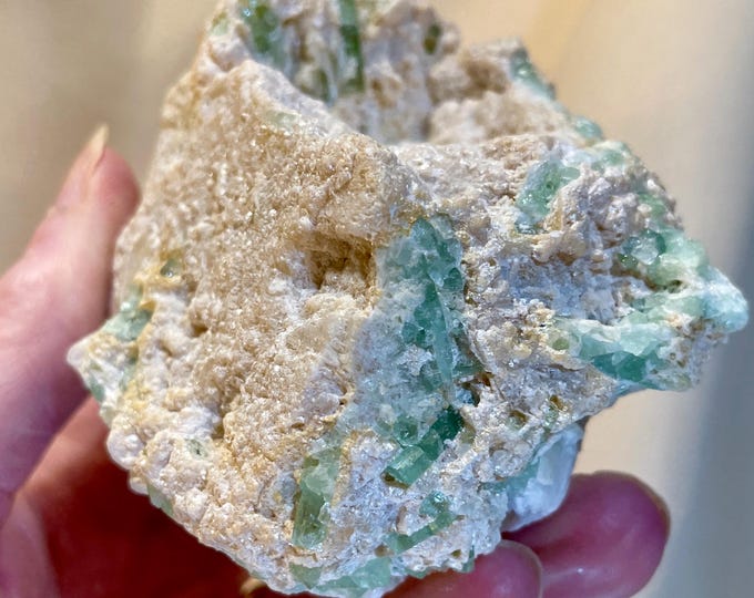 220.6g Green Elbaite Tourmaline Crystal Cluster Specimen
