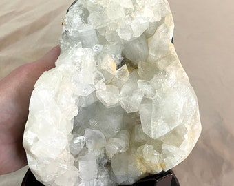 Apophyllite Crystal Cluster on Wood Stand 4.45 lbs
