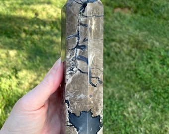 1.81 lbs Vesuvianite Obelisk Pillar Tower Point Wand Column Generator