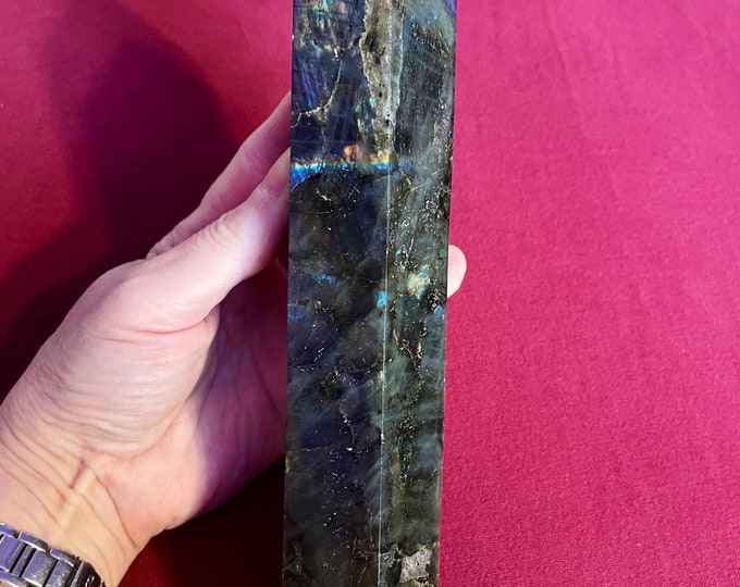 2.1 lbs Labradorite Obelisk Pillar Tower Point Wand Column Generator