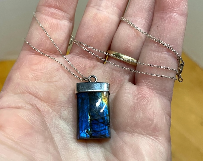 Blue Labradorite and Sterling Silver Necklace