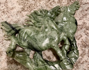 14.4 lbs Carved Jade Horses