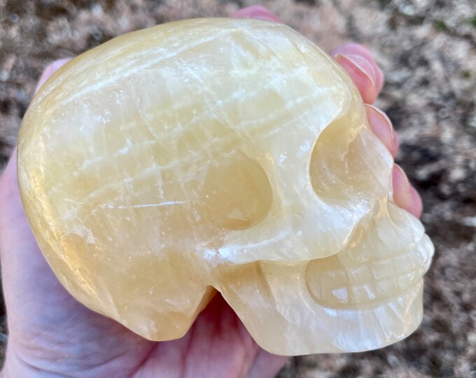 Orange Banded Calcite Crystal Skull
