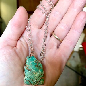 22 inch Chrysocolla Necklace with Sterling Silver and Copper
