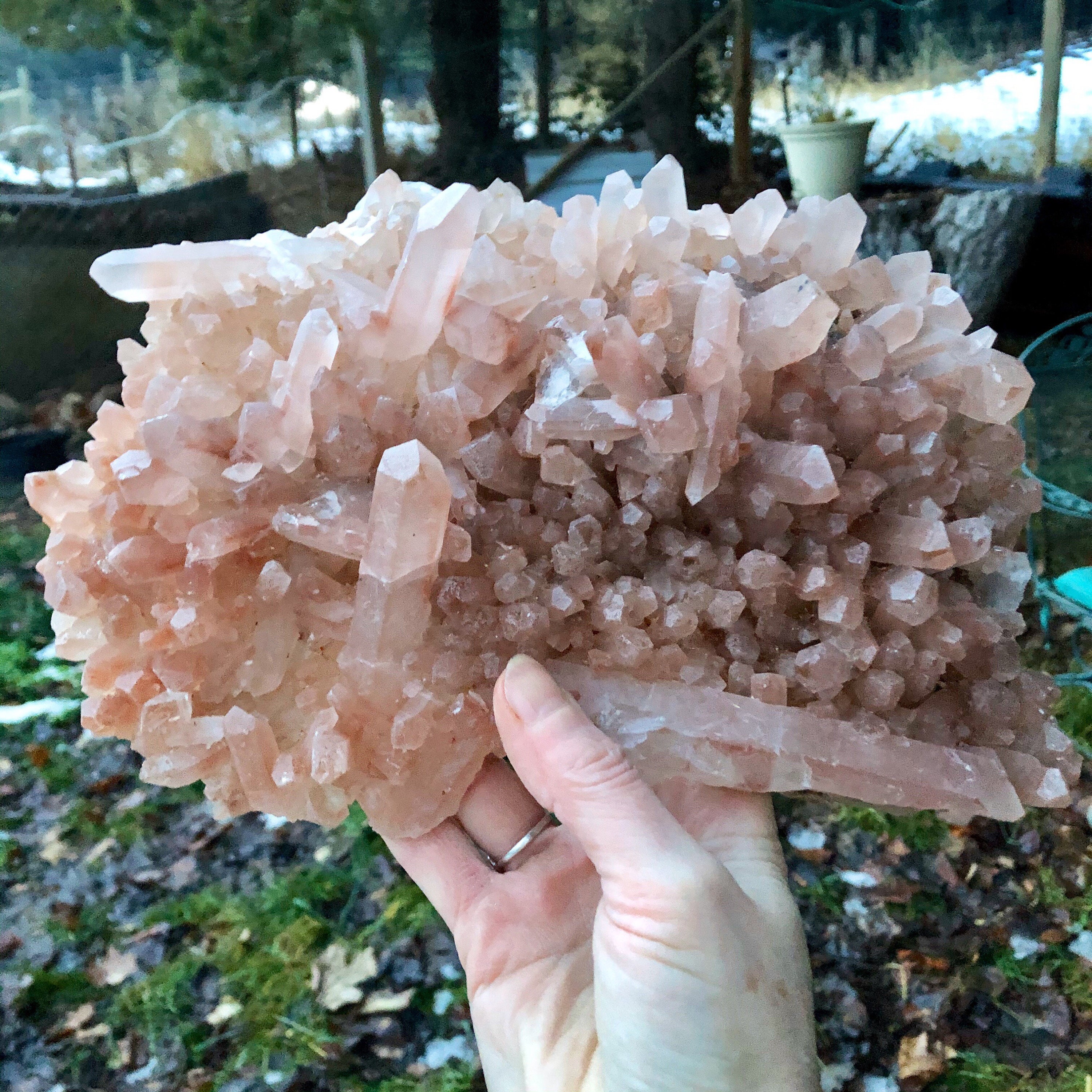 2282g Large Peach Quartz Crystal Cluster Plate Mineral Specimen