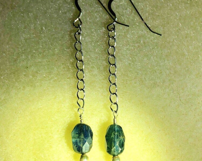 Faceted Indigo Kyanite Earrings with Sterling Silver Earwires and chain