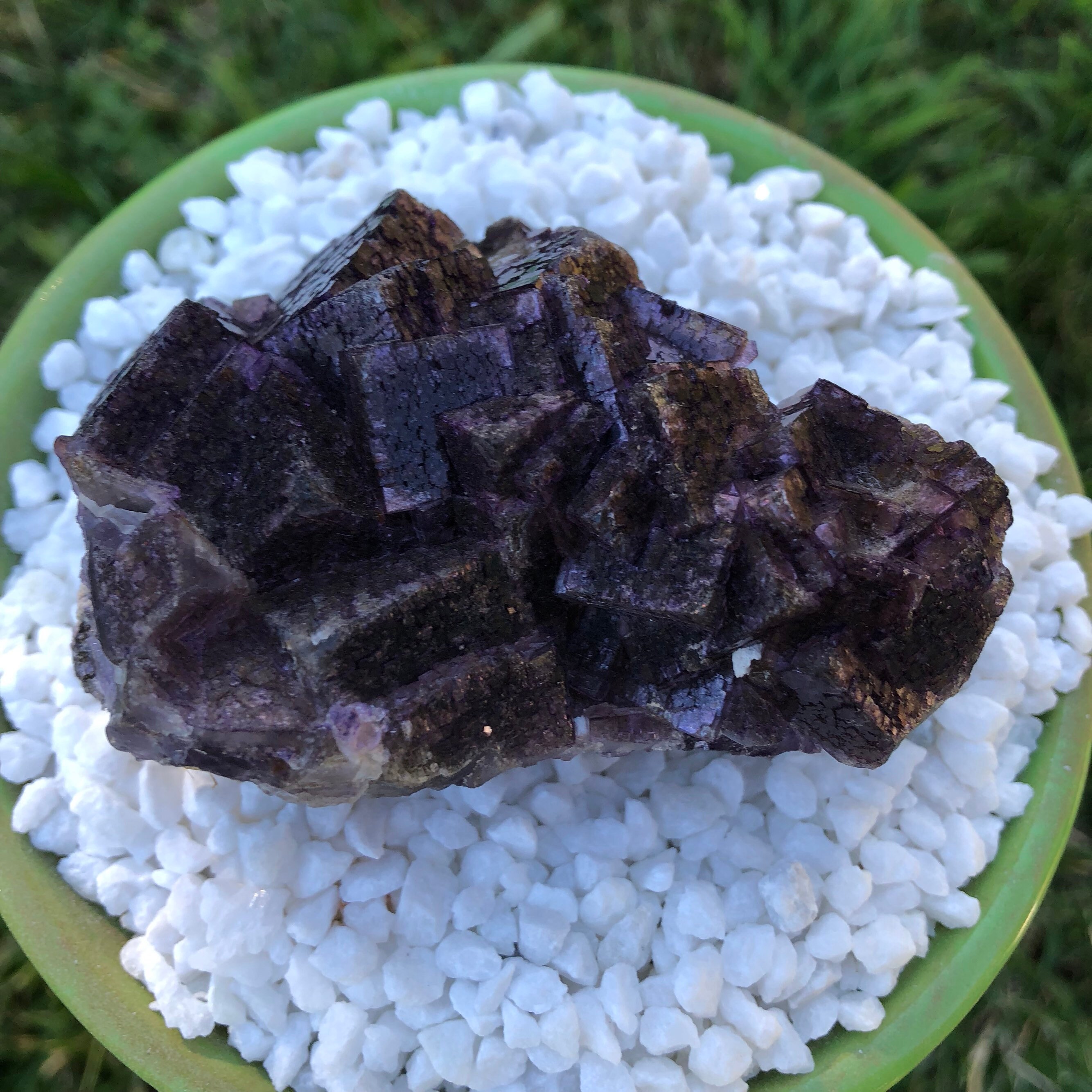 Large purple Fluorite Crystal cluster with very deep, dark purple color