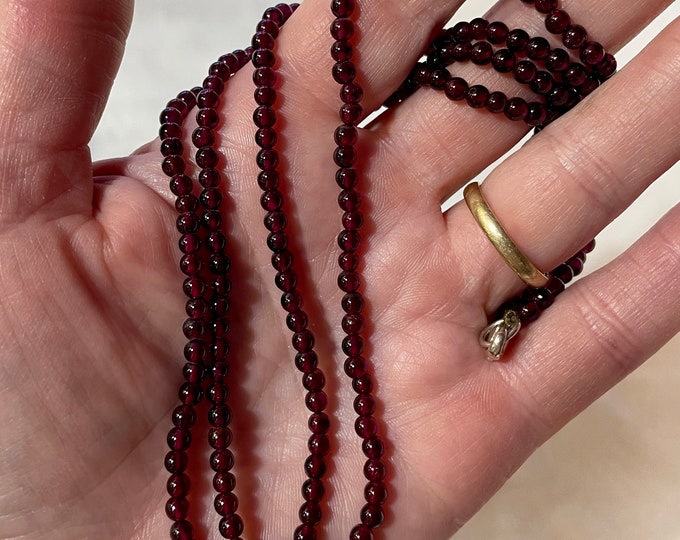 Red Garnet Double Strand Beaded Necklace