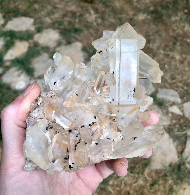 Clear Quartz Crystal Cluster Plate Specimen