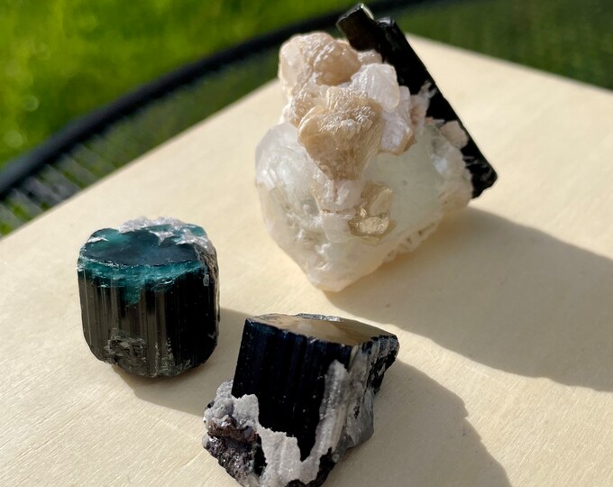 Terminated Blue Cap Tourmaline Crystals Set of 3