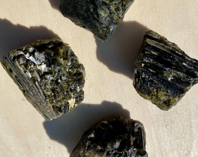 Epidote Crystal Mineral Display Specimens Set of 4