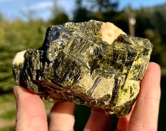 394g Green Tourmaline with Albite Crystal Cluster