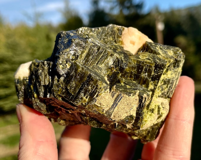 394g Green Tourmaline with Albite Crystal Cluster