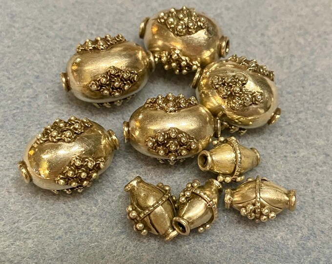 Sterling Silver Ethnic Beads Vintage set of 9